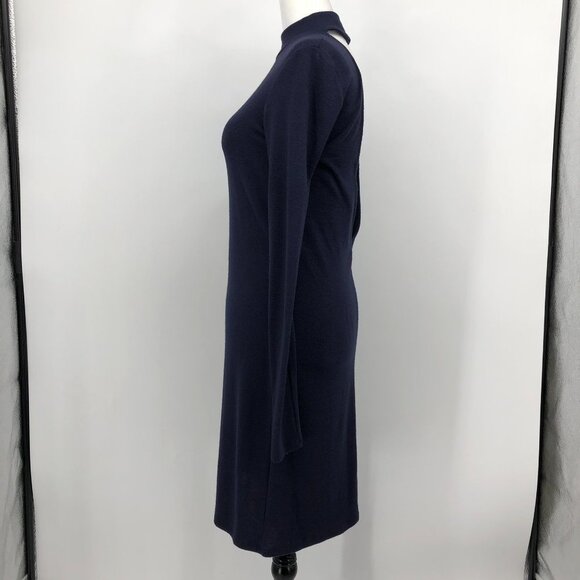 Aritzia Wilfred Free  Navy Blue Moulton Turtleneck sweater dress Open V-Back SP - Picture 14 of 15